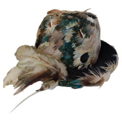 Vintage Elsa Schiaparelli 1950s Multicoloured Feather Hat Unisex Italy