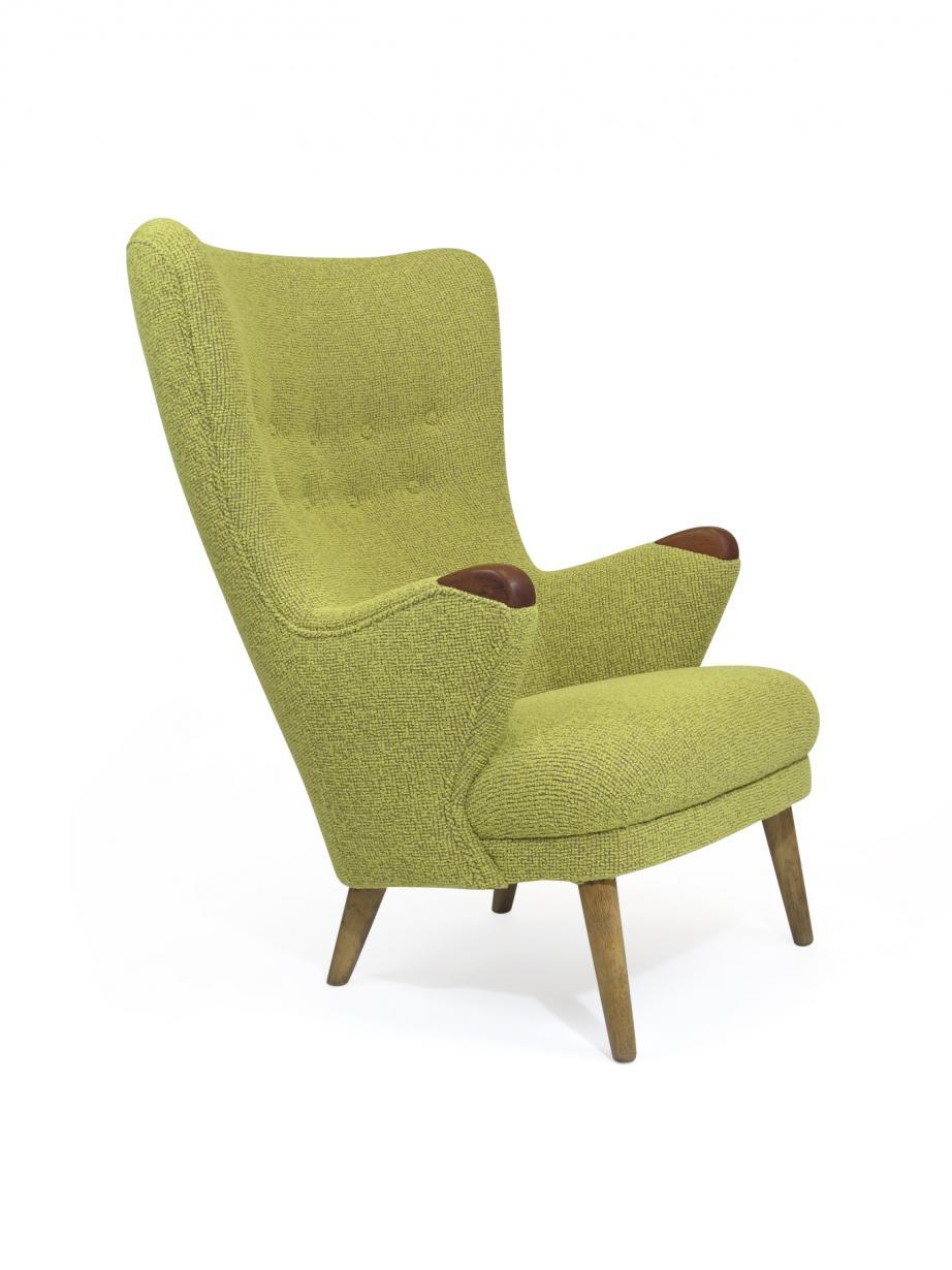 1950s, Schiller Danish High Back Lounge Chair in Yellow (Dänisch)