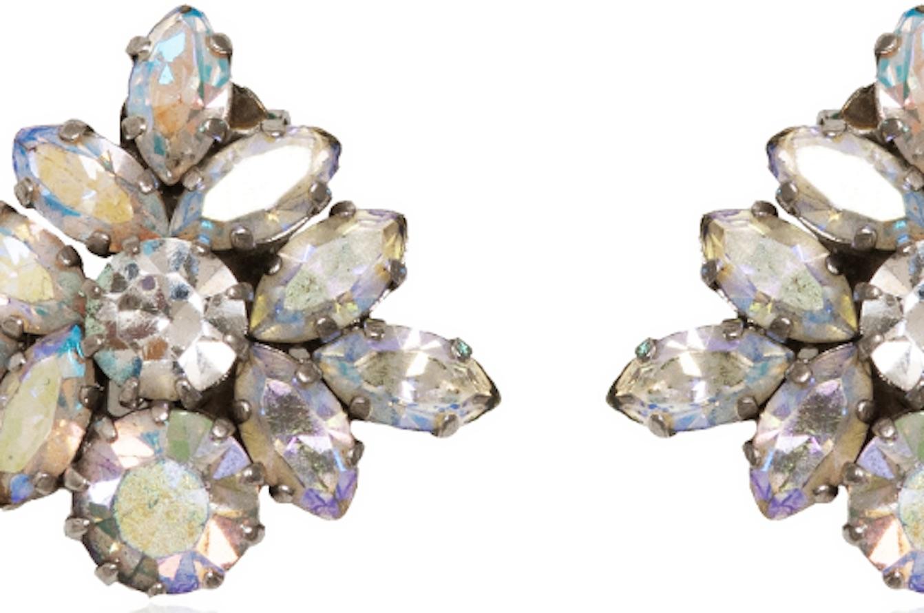 Marquise Cut 1950s Schoffel & Co Crystal Earrings For Sale