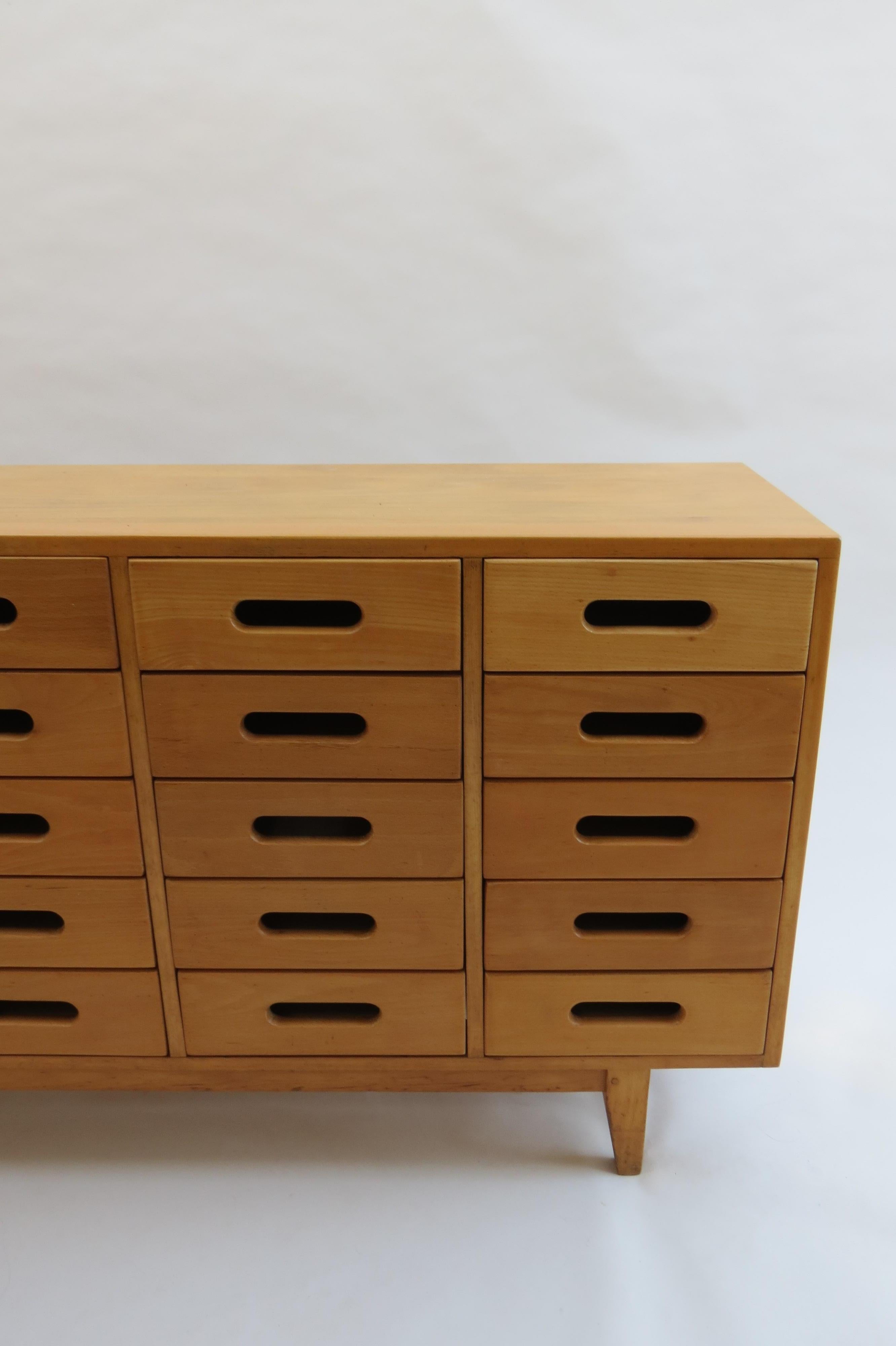 Industrial 1950s School Chest of Drawers by James Leonard for Esavian Beech