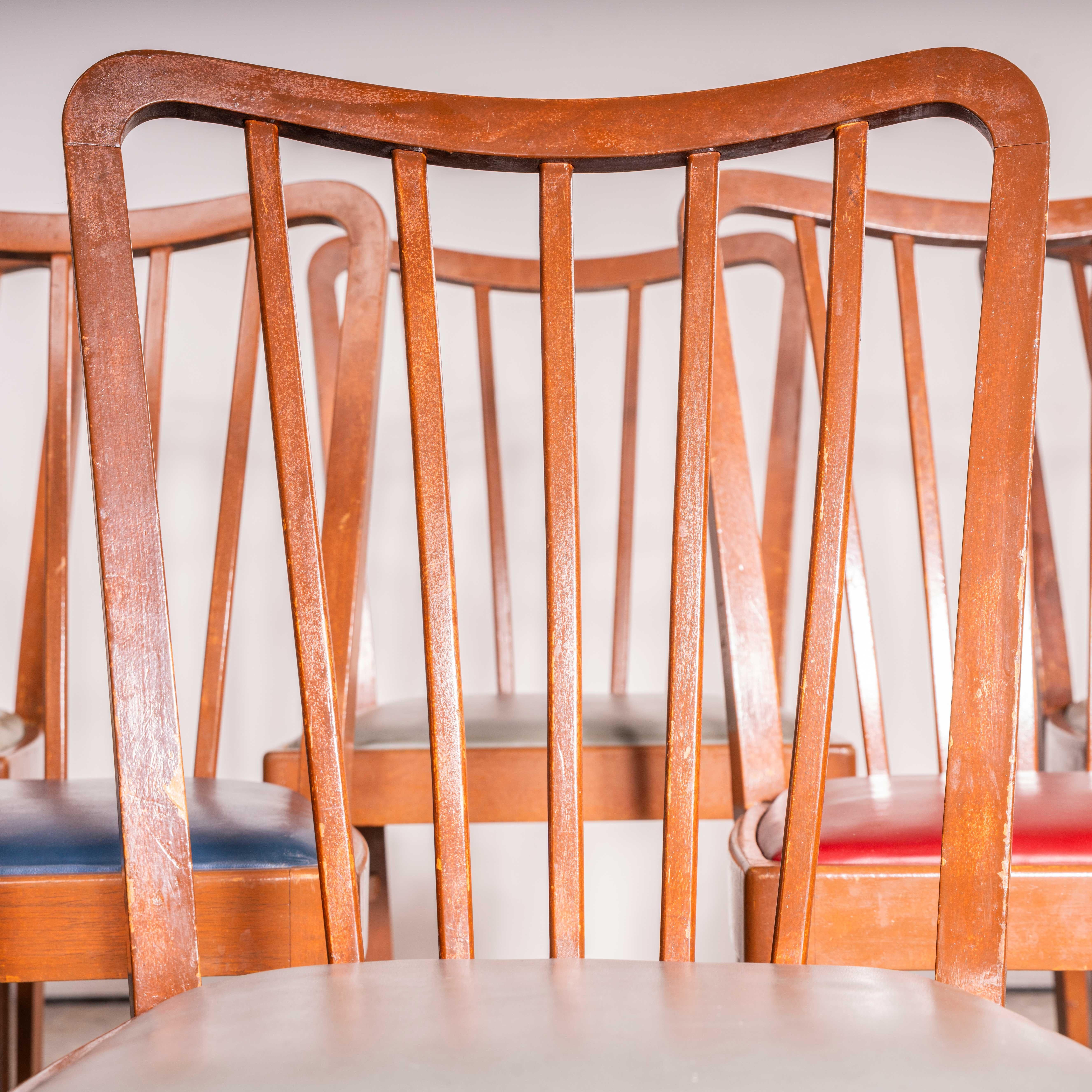 1950's Scoop Back Upholstered Dining Chair By Ton - Good Quantity Available In Good Condition In Hook, Hampshire
