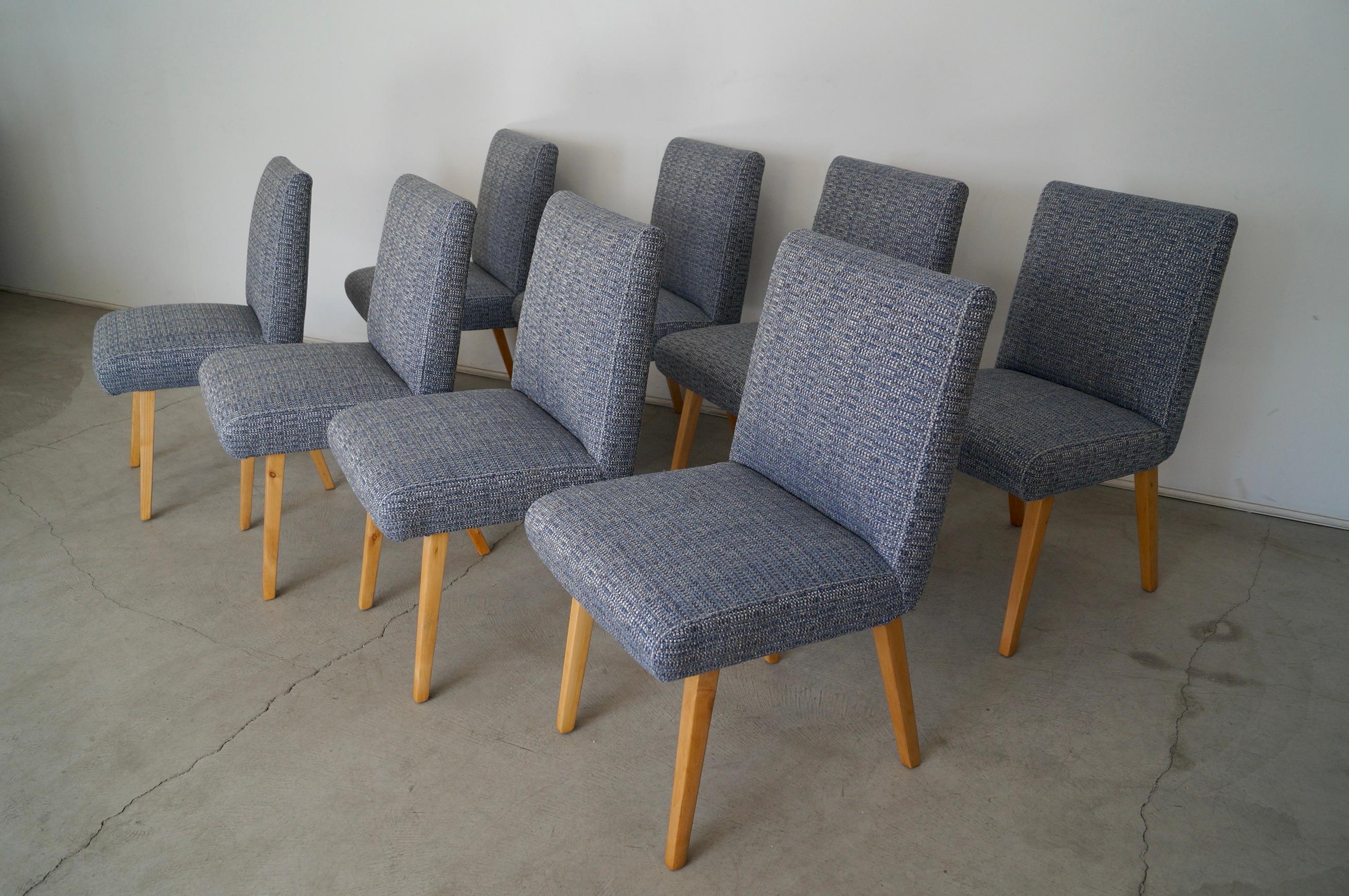 Fabric 1950's Scoop Dining Chairs Restored, Set of 8