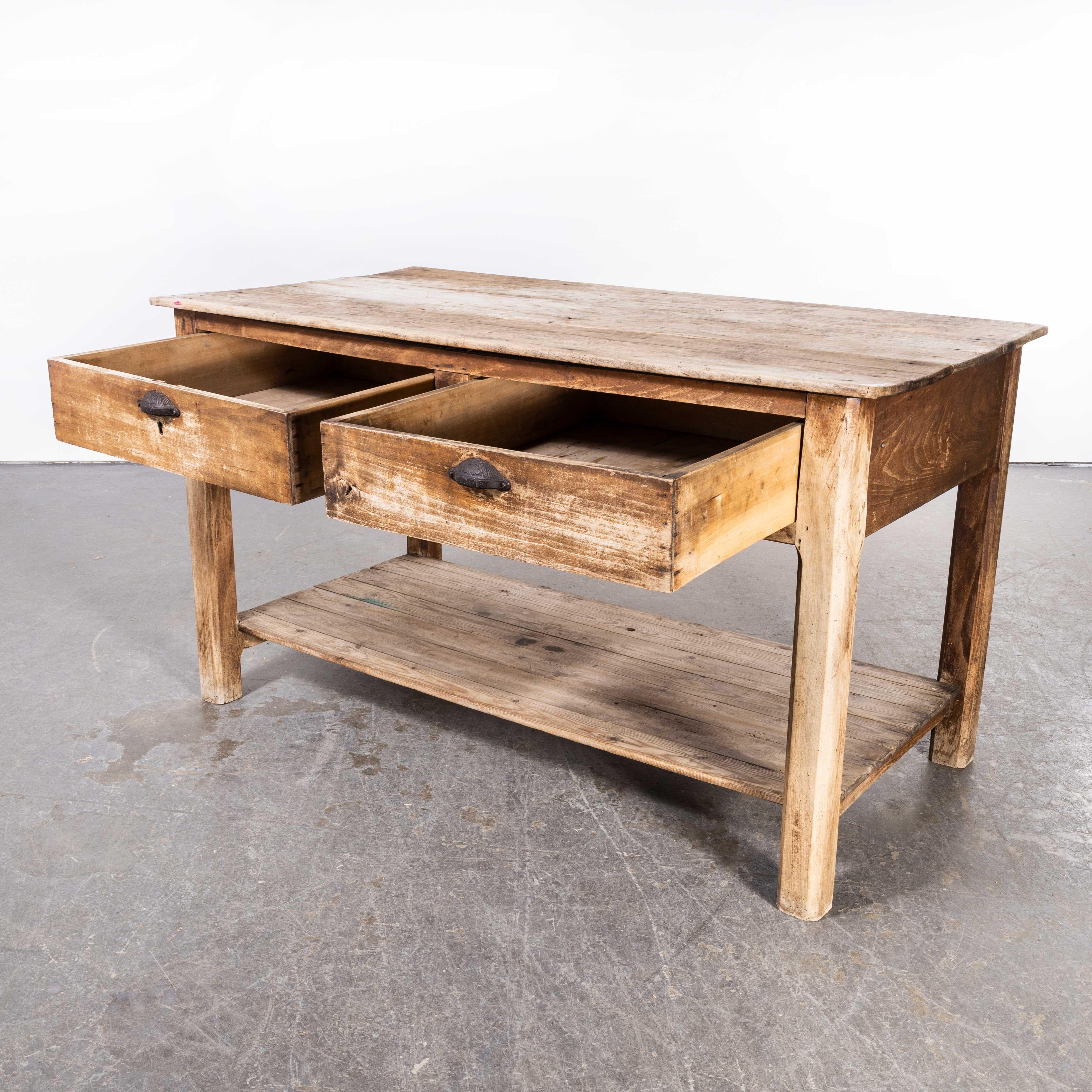 1950's Scubbed Pine French Console Table 2