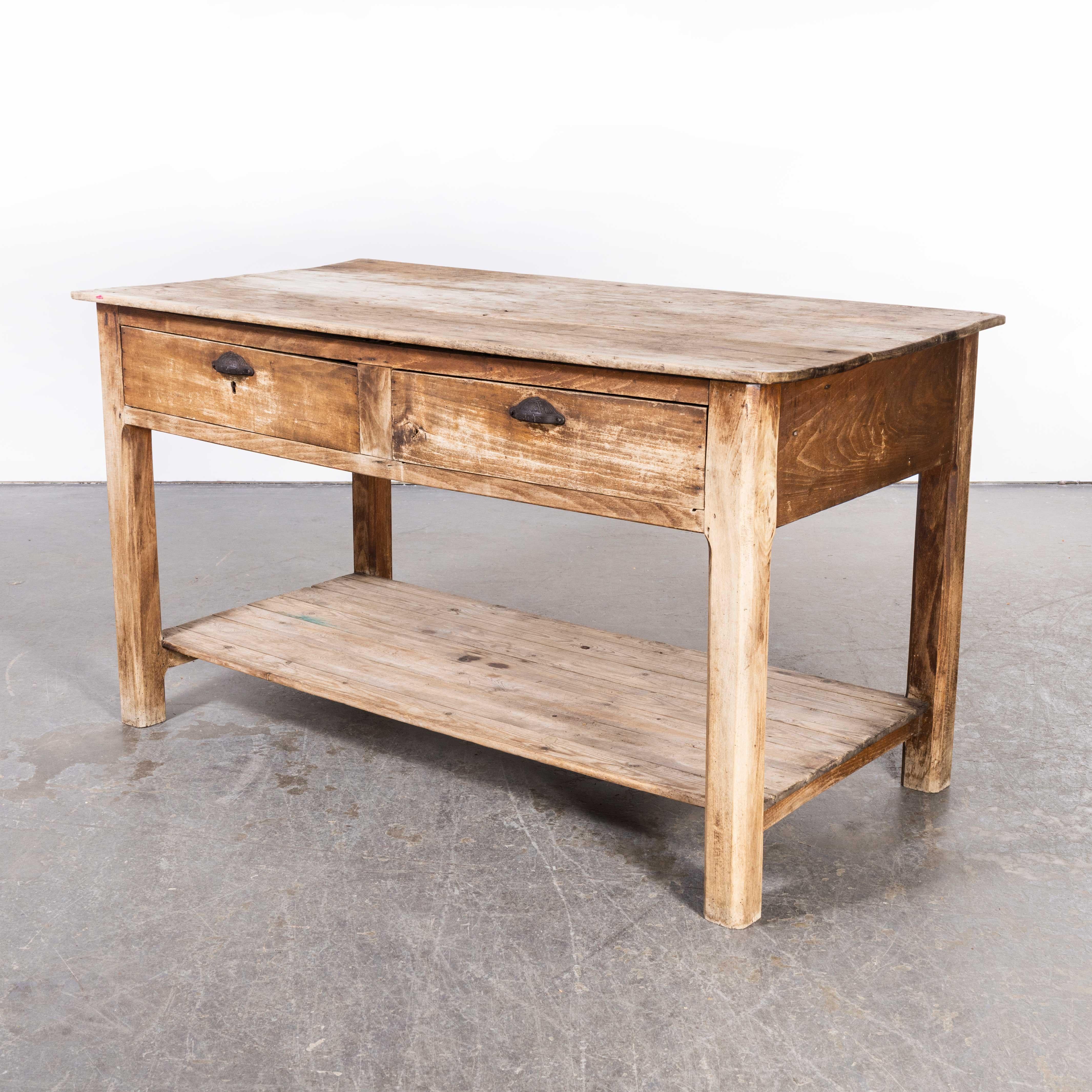 1950's Scubbed Pine French Console Table 5