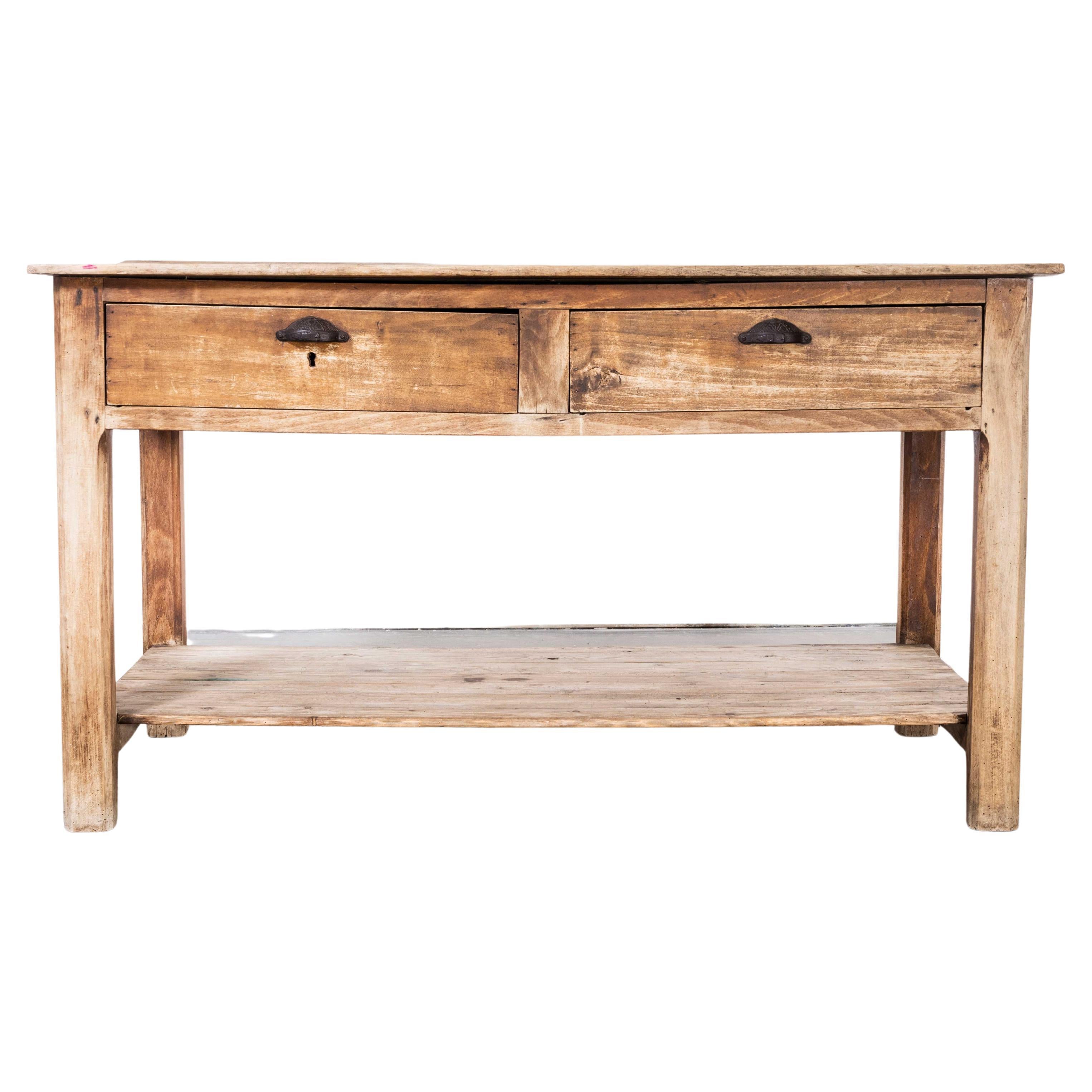 1950's Scubbed Pine French Console Table