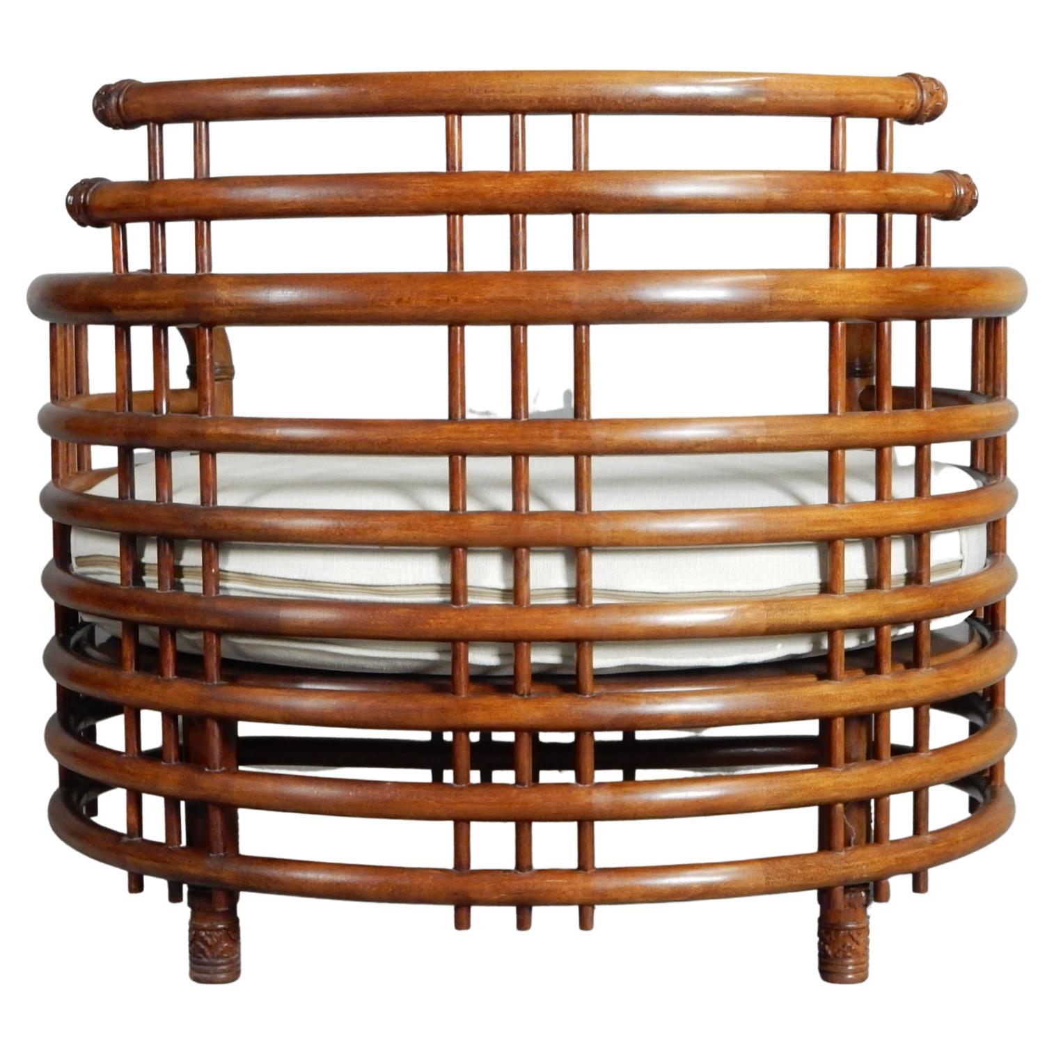 Hand-Crafted 1950's, Sculpted Bentwood Teak Birdcage Lounge Chairs