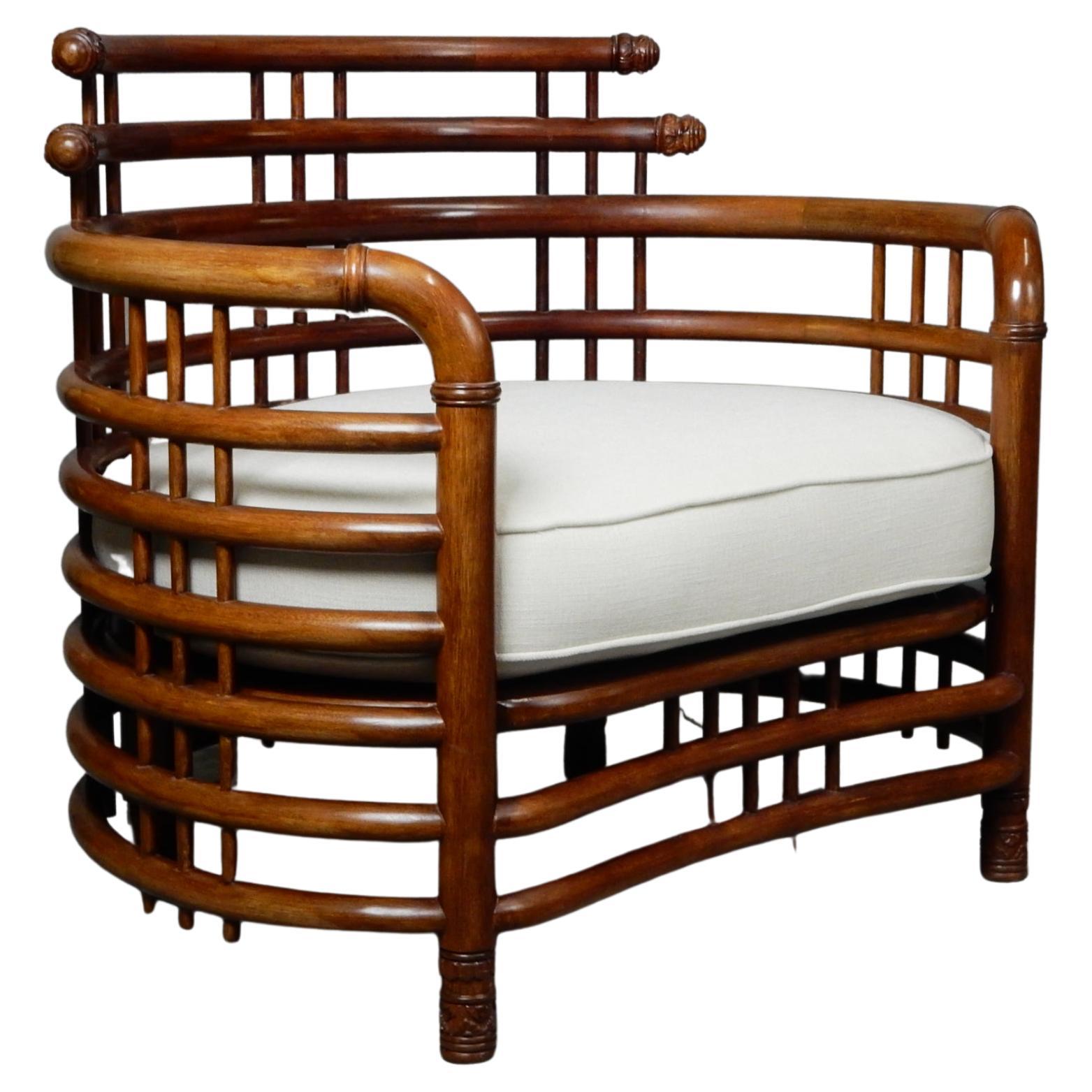 1950's, Sculpted Bentwood Teak Birdcage Lounge Chairs In Good Condition In Las Vegas, NV
