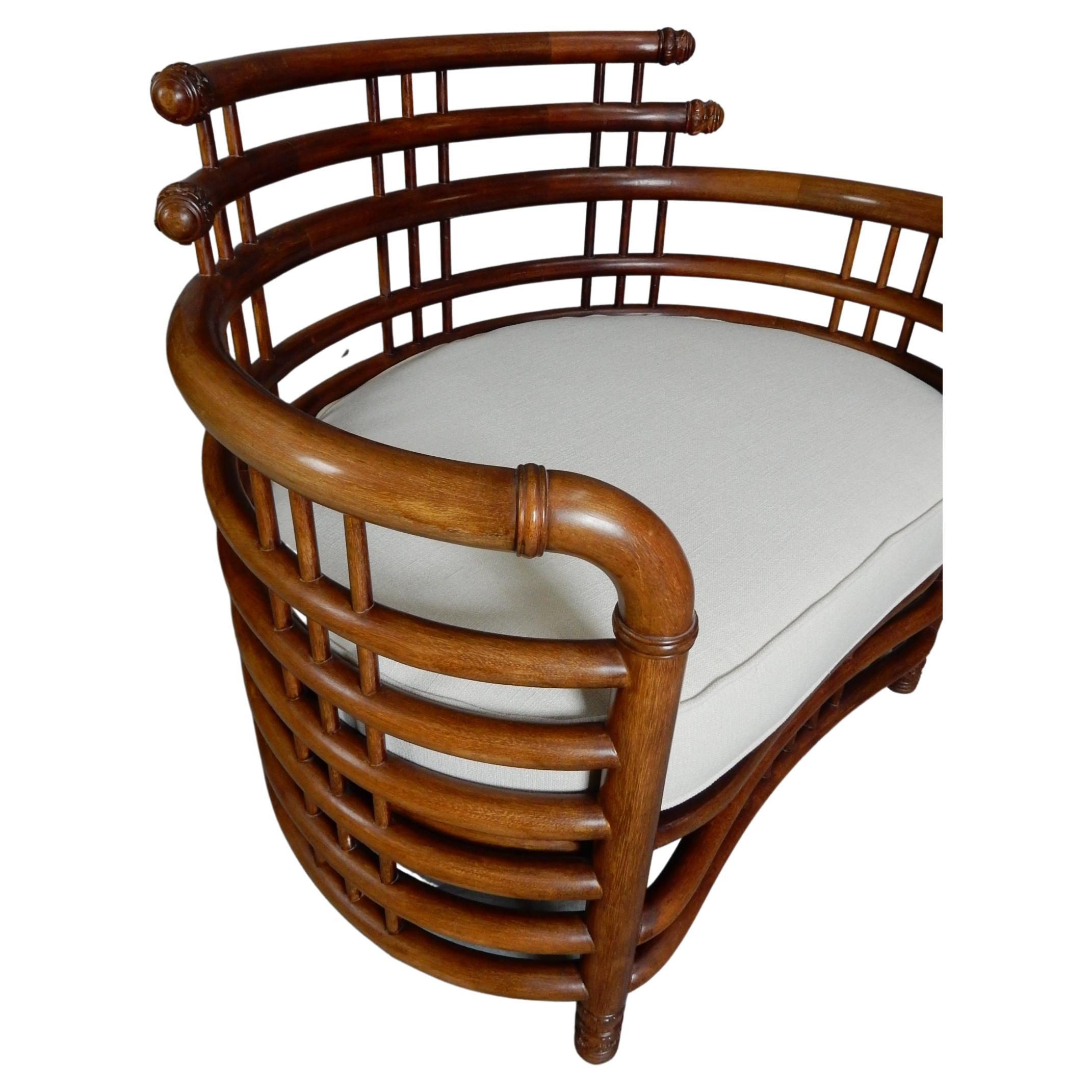 20th Century 1950's, Sculpted Bentwood Teak Birdcage Lounge Chairs