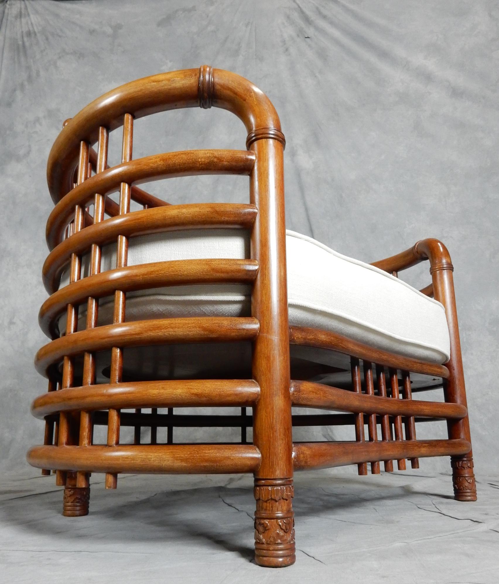 1950's, Sculpted Bentwood Teak Birdcage Lounge Chairs 1