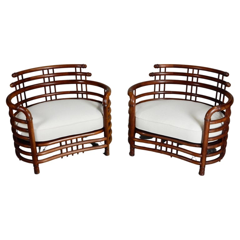 1950's, Sculpted Bentwood Teak Birdcage Lounge Chairs at 1stDibs