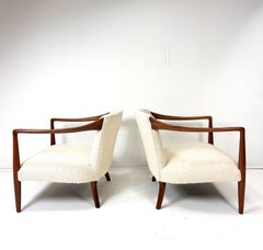 Sedie da salotto in noce scolpito degli anni '50