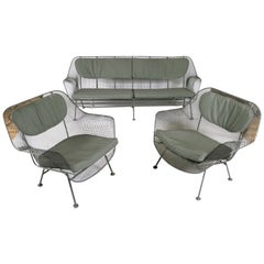 1950s Sculptura Sofa and Pair of Lounge Chairs by Russell Woodard