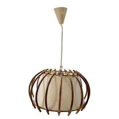 1950s Sculptural French Bamboo Large Pendant Lamp France