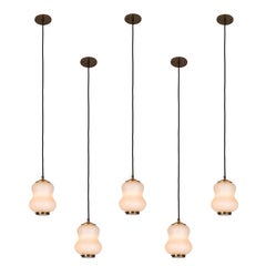 1950s Sculptural Glass and Brass Pendants Attributed to Stilnovo