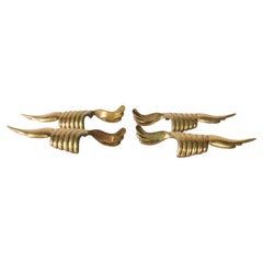 1950s Sculptural Italian Brass Door Pulls Set of Four