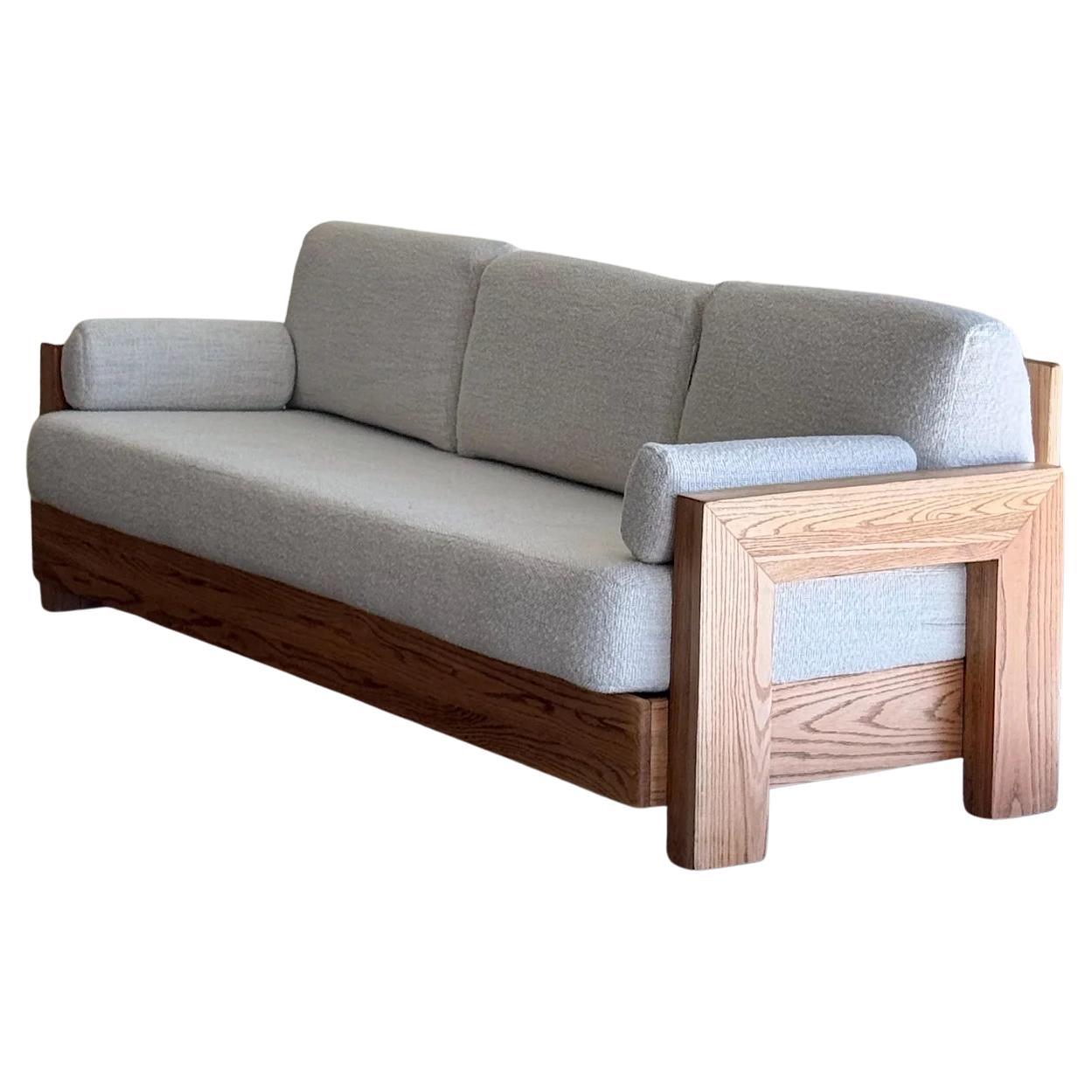 1950s Sculptural Oak Sofa by Howard Furniture For Sale