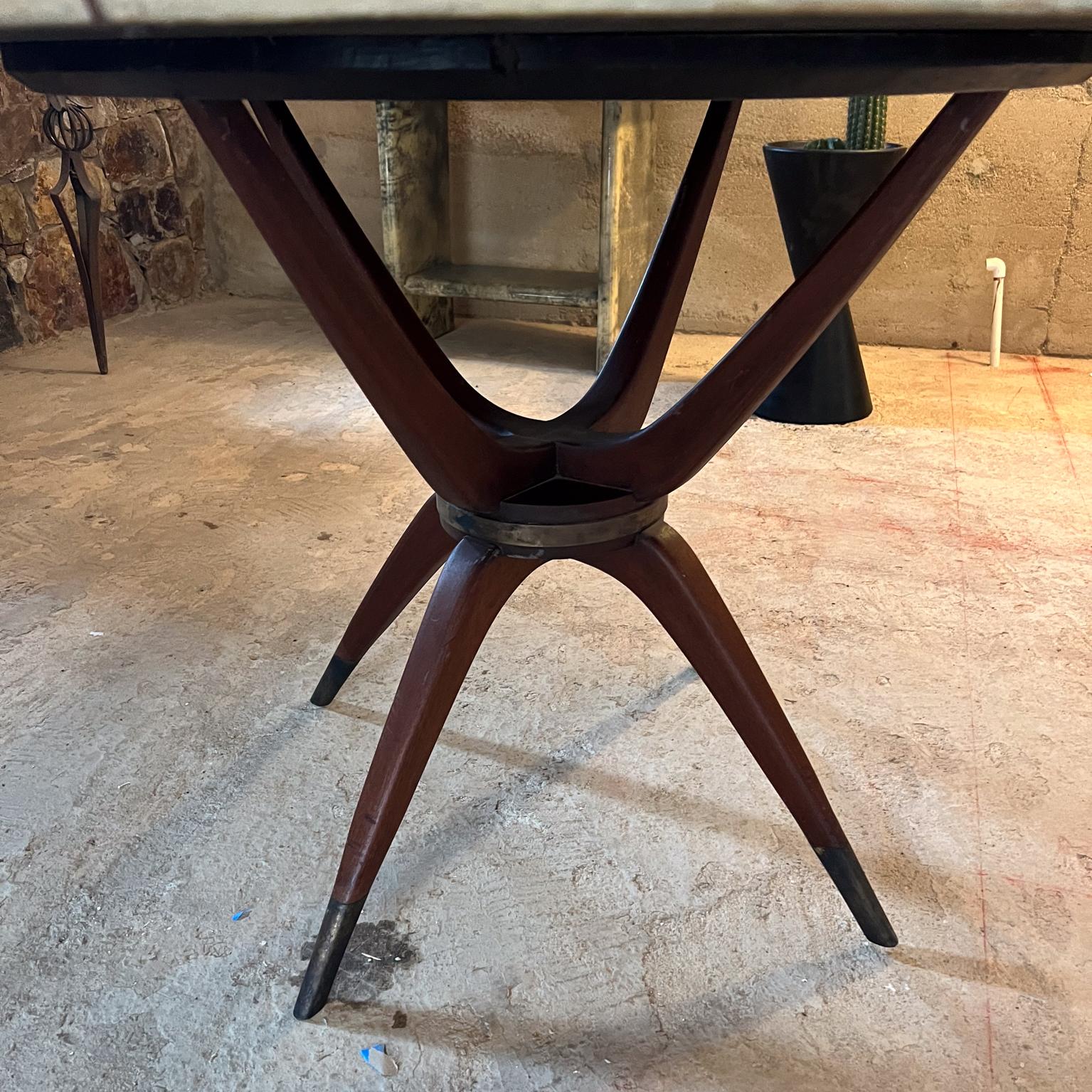 1950s Sculptural Pani Dining Table Goatskin Mahogany & Brass Mexico City For Sale 9
