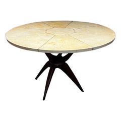 1950s Sculptural Pani Dining Table Goatskin Mahogany & Brass Mexico City