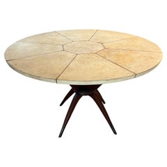 Retro 1950s Sculptural Pani Dining Table Goatskin Mahogany & Brass Mexico City