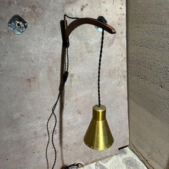1950s Sculptural Sconce Gold Wall Lamp Adjustable Shade Style of Stilnovo Italy