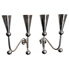1950s Sculptural Sterling Silver Candelabra Set Lopez Taxco Mexico