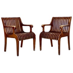 Sillones escultóricos de madera curvada de teca de los años 50, juego de 2