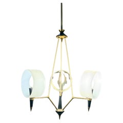 Lustre sculptural à trois bras en verre des années 1950 Style Stilnovo Italie
