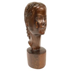1950er Jahre Skulptur aus Holz " Afrikanische Frau"
