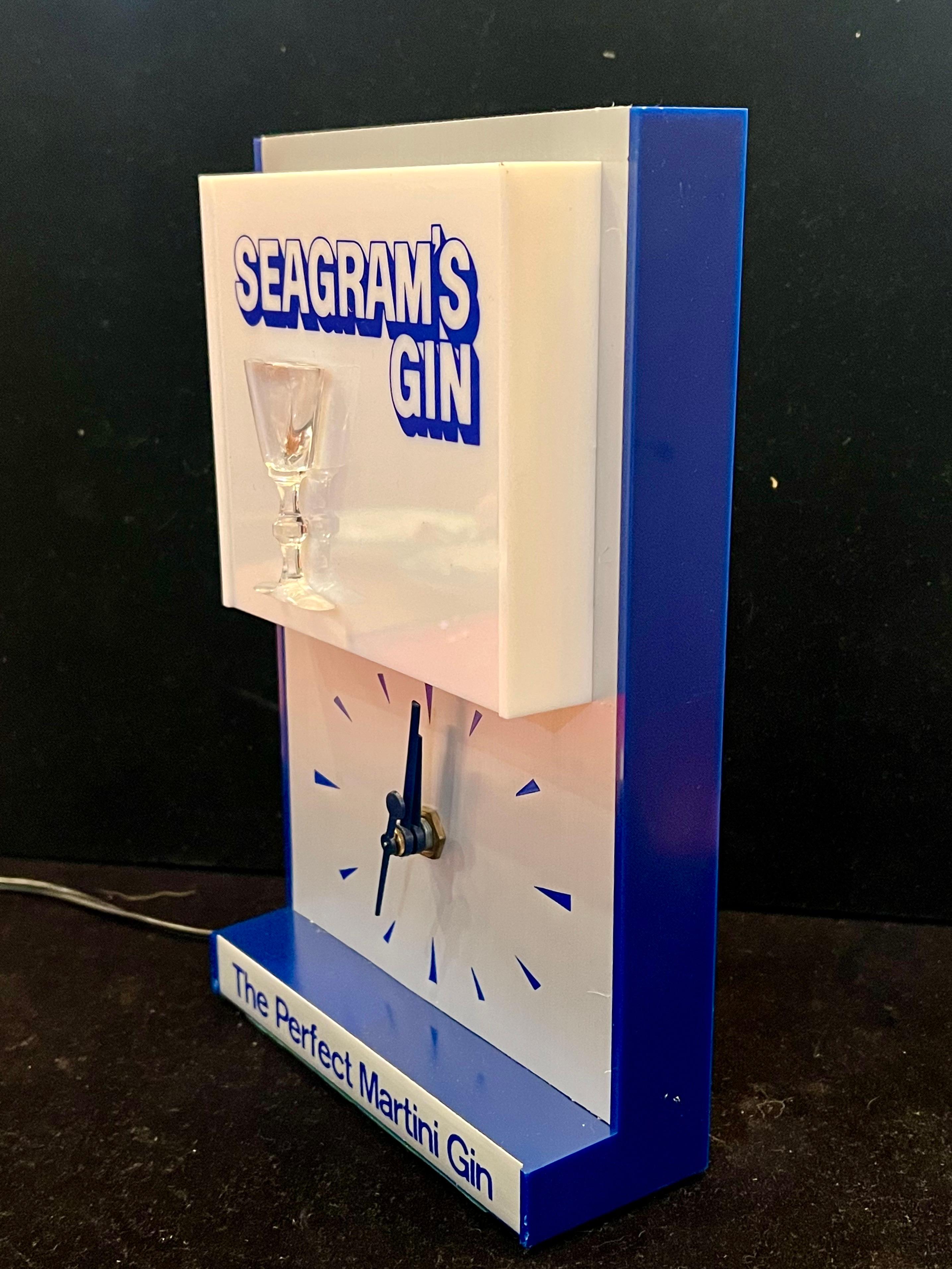 Mid-Century Modern 1950's Seagram's Gin Advertising Electric Clock Old Stock New In Box For Sale
