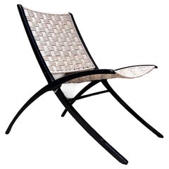 Vintage 1950s Seagrass Folding Lounge Chair Style Ninfea Gio Ponti