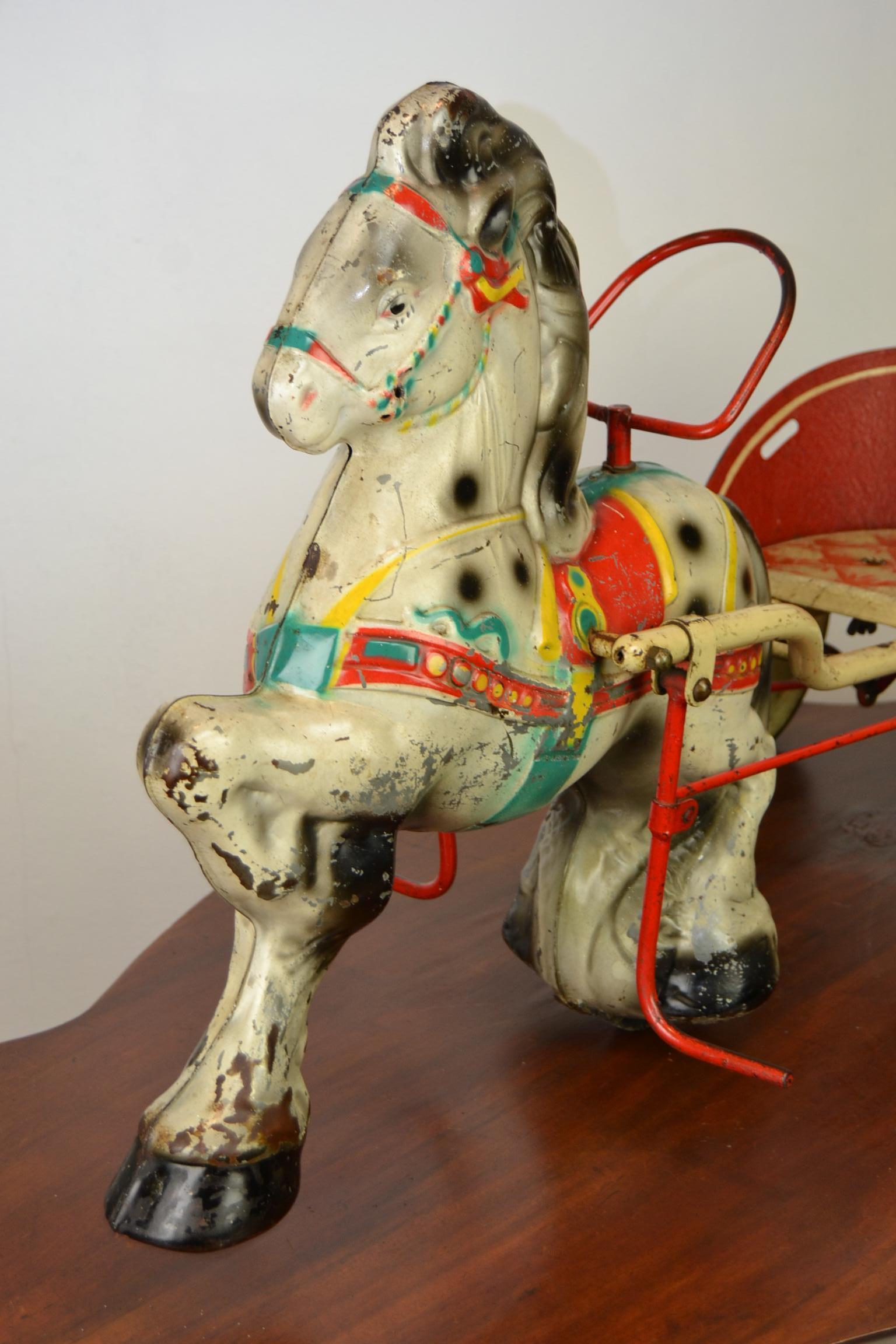 Jouet à pédales Pony Express de Mobo Toys des années 1950, en acier pressé, K.K. en vente 3