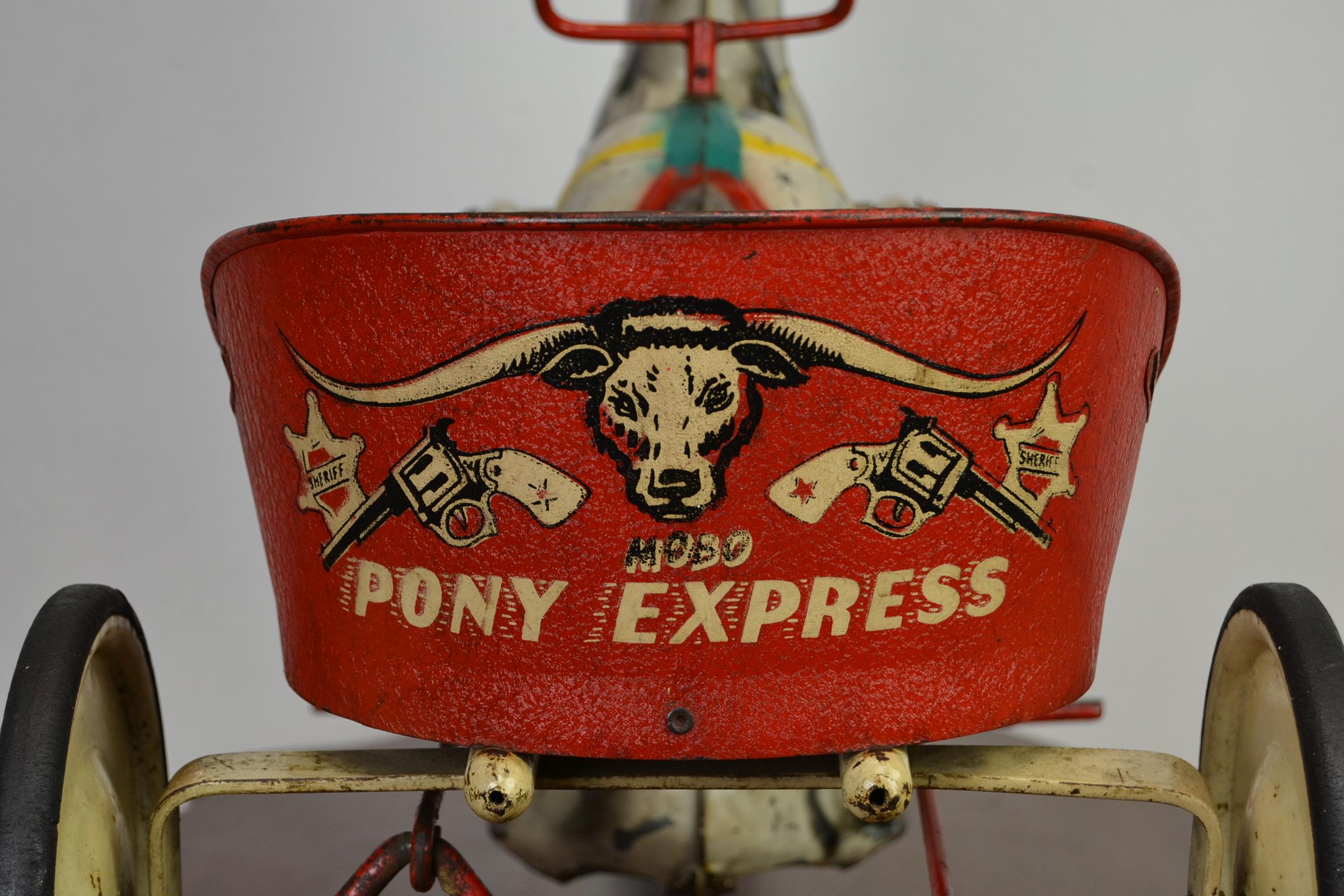 1950er Jahre Sebel Mobo Toys Pony Express Pedalspielzeug, gepresster Stahl, K.K. (Britisch) im Angebot