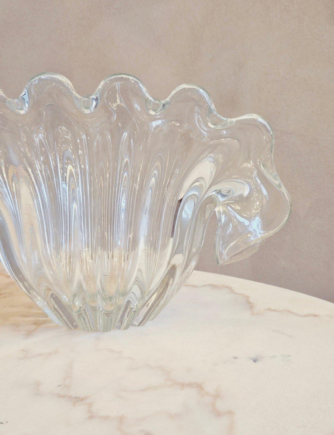 1950s Seguso Giant Murano Glass Shell Vase 1