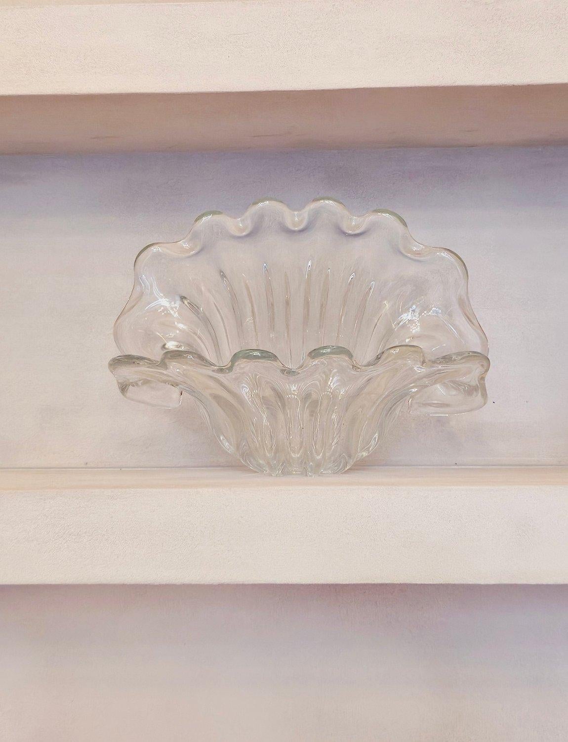 1950s Seguso Giant Murano Glass Shell Vase 2