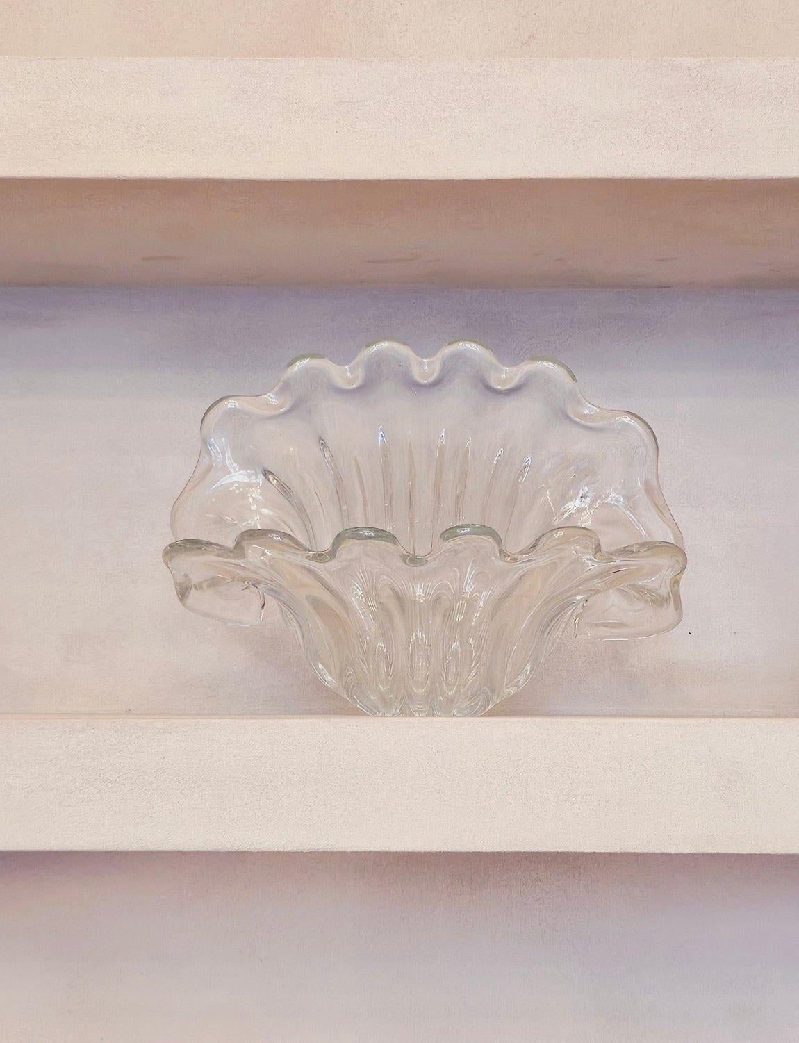 1950s Seguso Giant Murano Glass Shell Vase 3