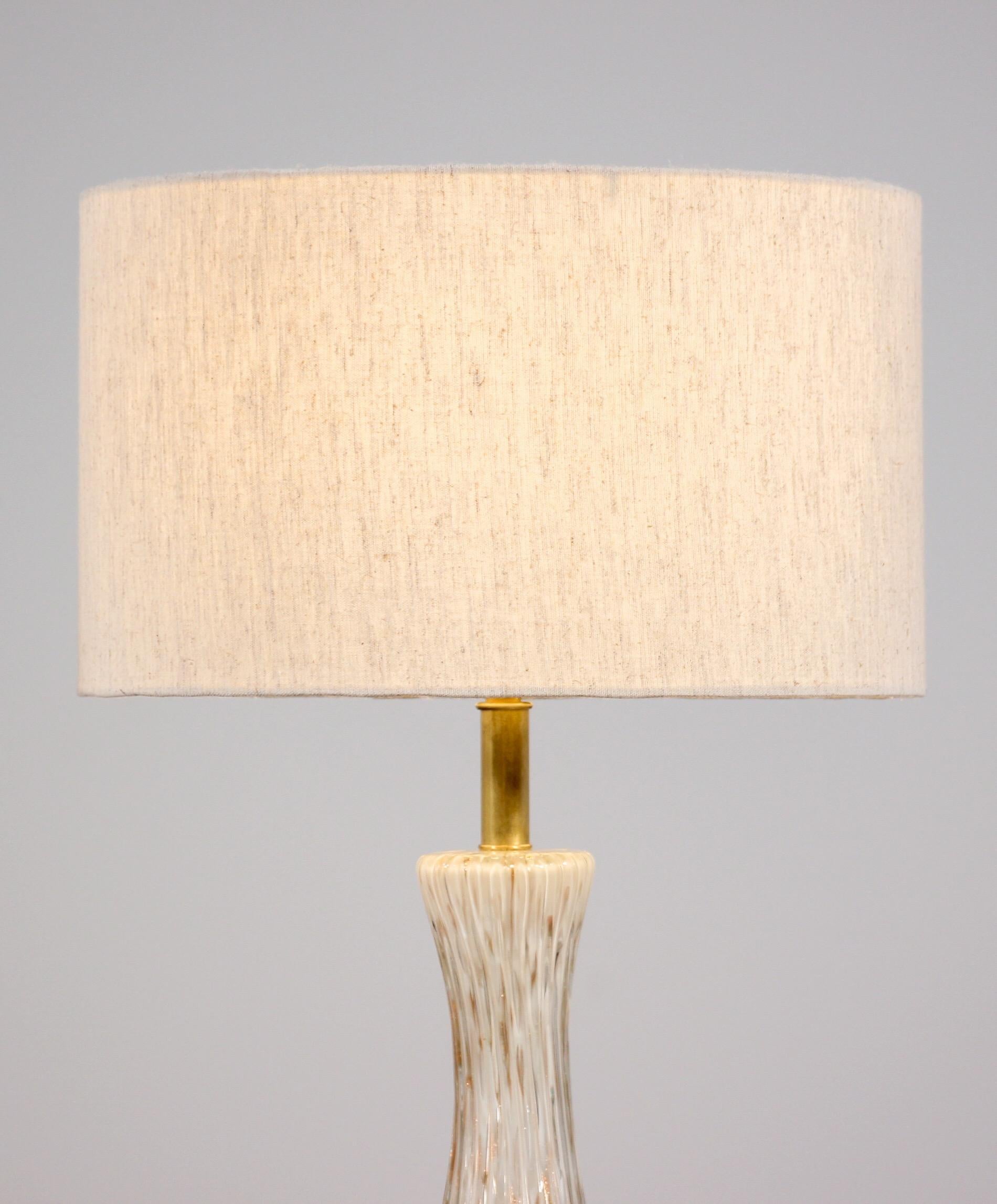 Mid-Century Modern 1950s Barbini Murano Bullicante Glass Lamps, a Pair