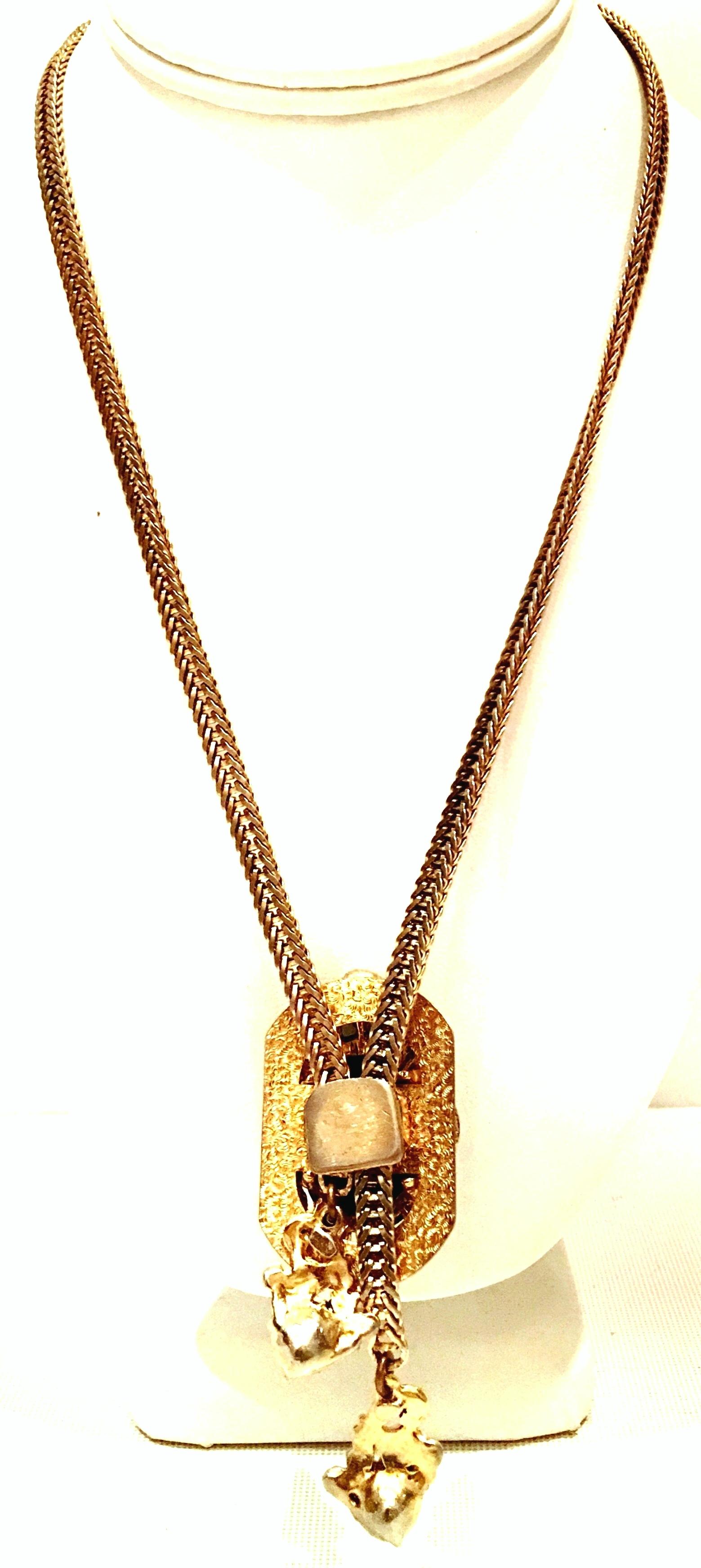 1950'S Selro Style Gold & Lucite 22-K Gold Fleck Bolo Style Necklace For Sale 11
