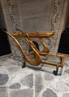 1950s Aldo Tura Sculptural Swan Bar Cart Italy