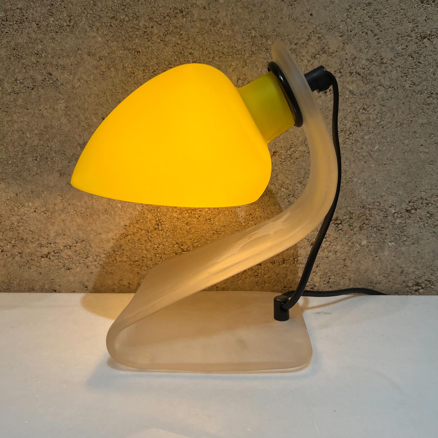 1950s Sensational Modern Yellow Table Lamps Sculptural Glass from Italy For Sale 1