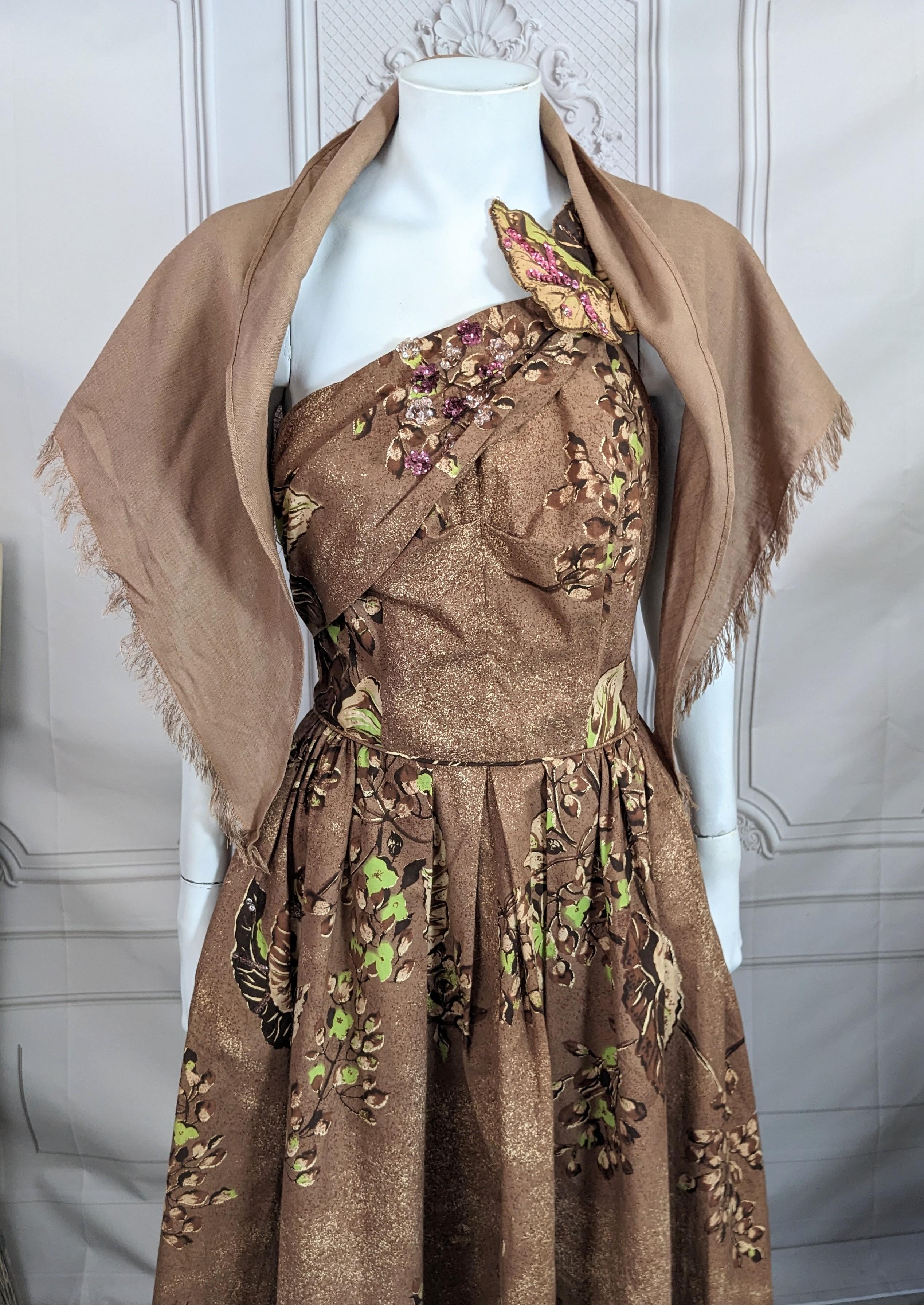 Vestido de cóctel de lentejuelas de los años 50 con pañuelo en venta 8