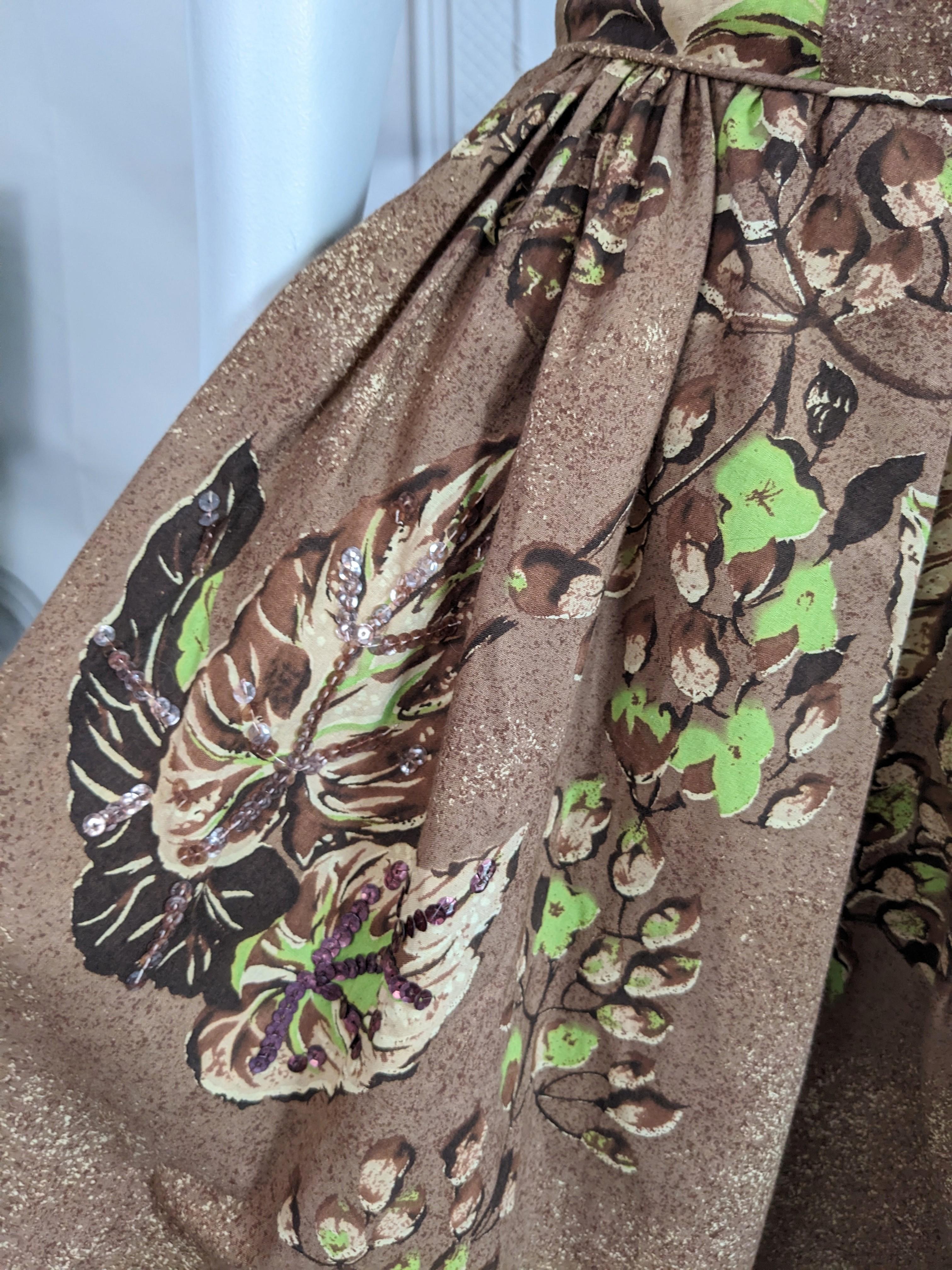 Vestido de cóctel de lentejuelas de los años 50 con pañuelo en venta 1
