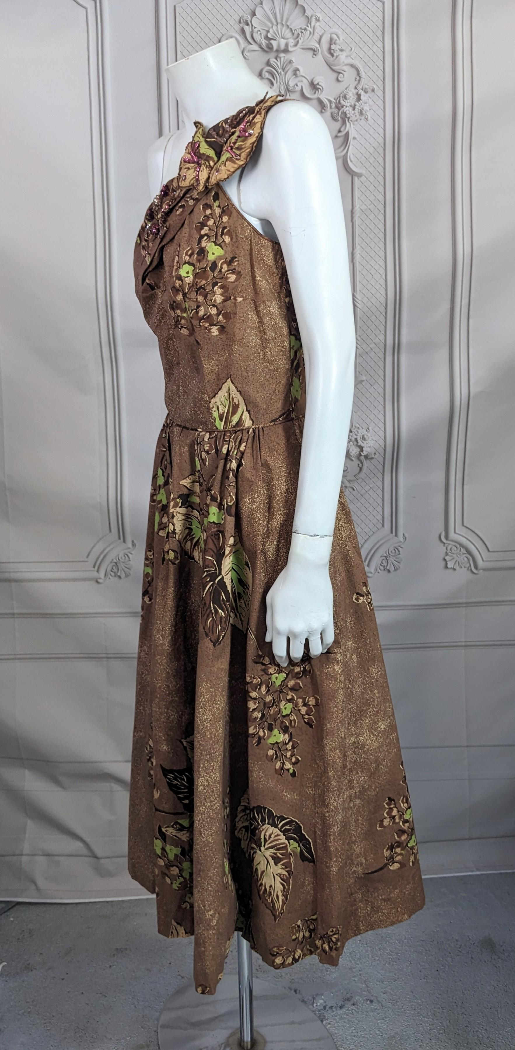 Vestido de cóctel de lentejuelas de los años 50 con pañuelo en venta 2