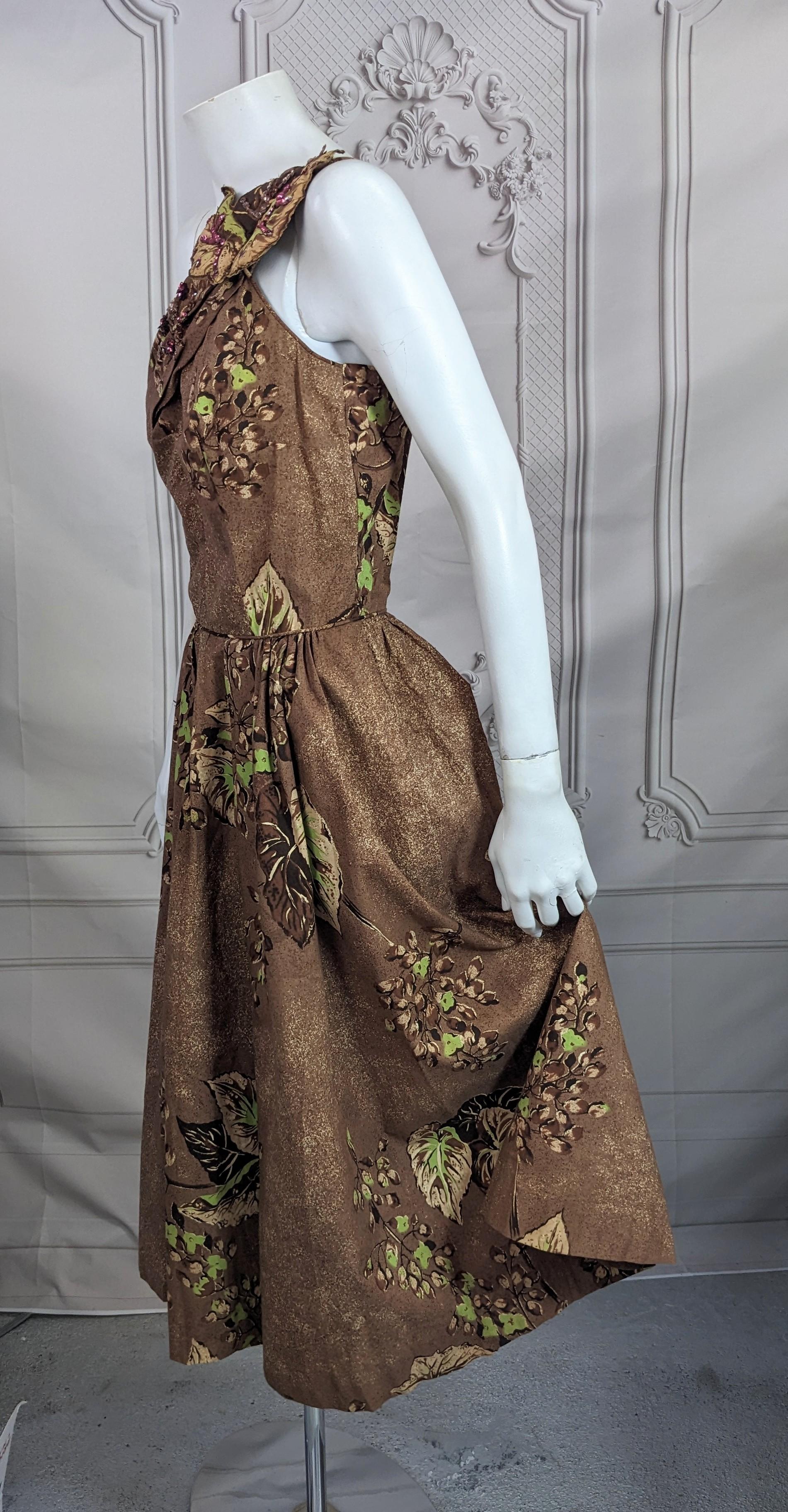 Vestido de cóctel de lentejuelas de los años 50 con pañuelo en venta 3