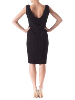 1950S  SERGE MATTA Black Haute Couture Silk Chiffon Jersey Entirely Hand Ruched