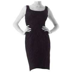 Vintage 1950S  SERGE MATTA Black Haute Couture Silk Chiffon Jersey Entirely Hand Ruched