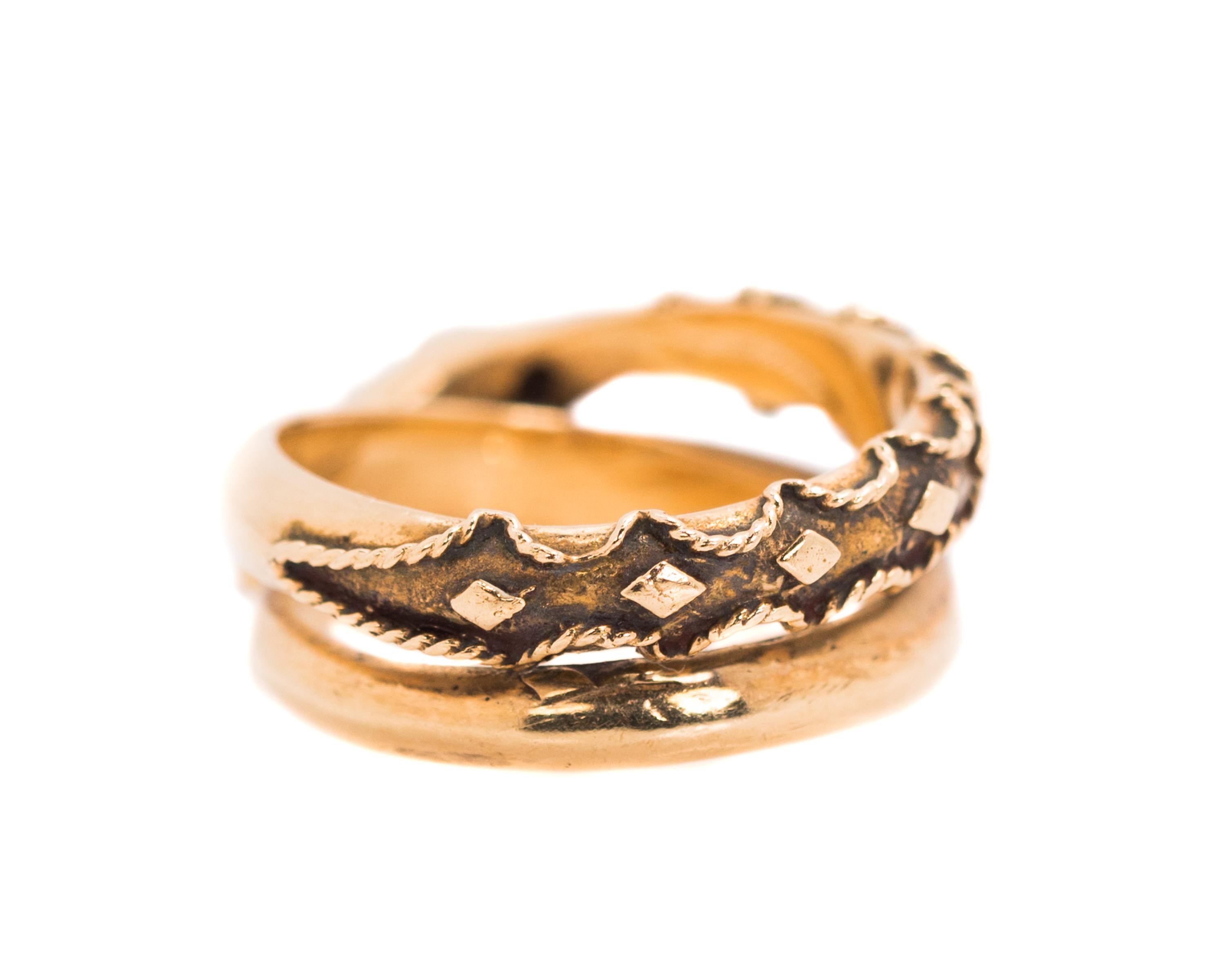 Women's or Men's 1950s Serpent Ring 14 Karat Yellow Gold with Akoya Pearls For Sale