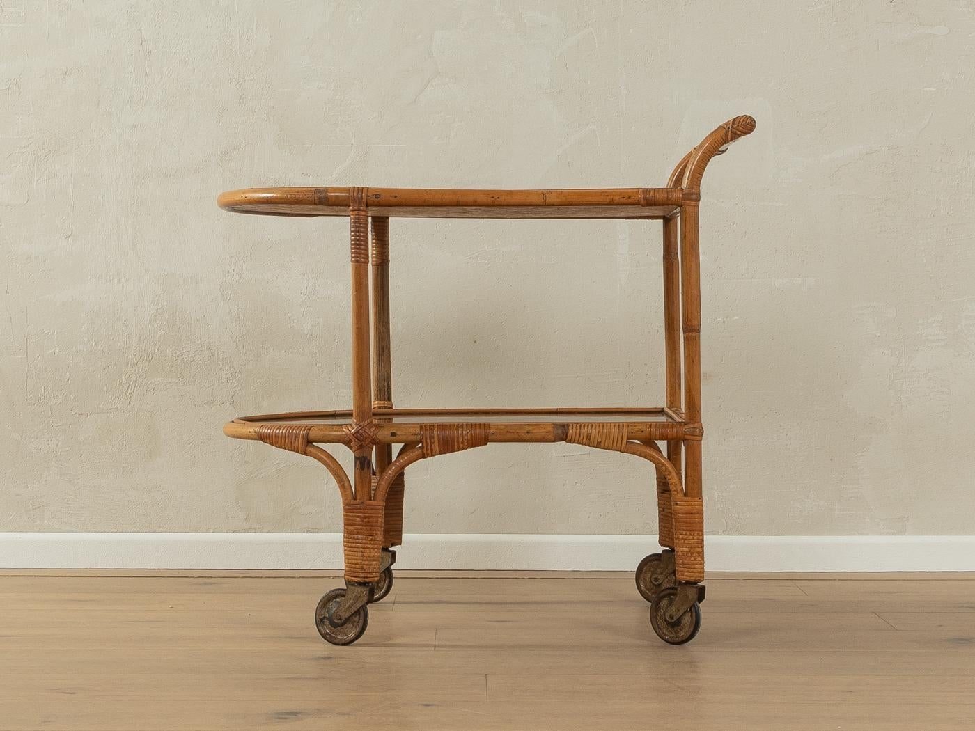 Bamboo 1950s serving trolley For Sale