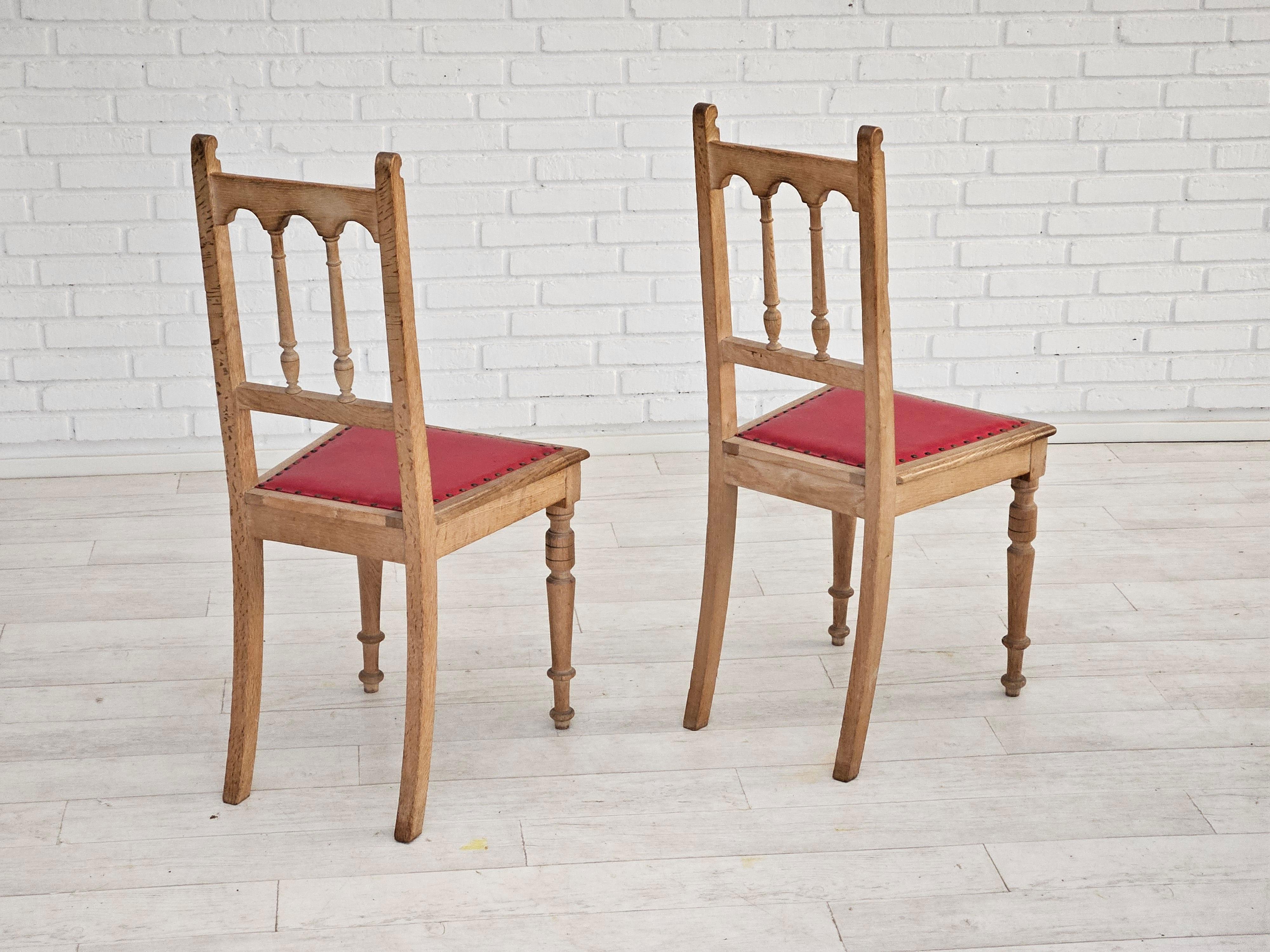 1950s, set 2 pcs of Danish dinning chairs, original good condition, oak wood. For Sale 4