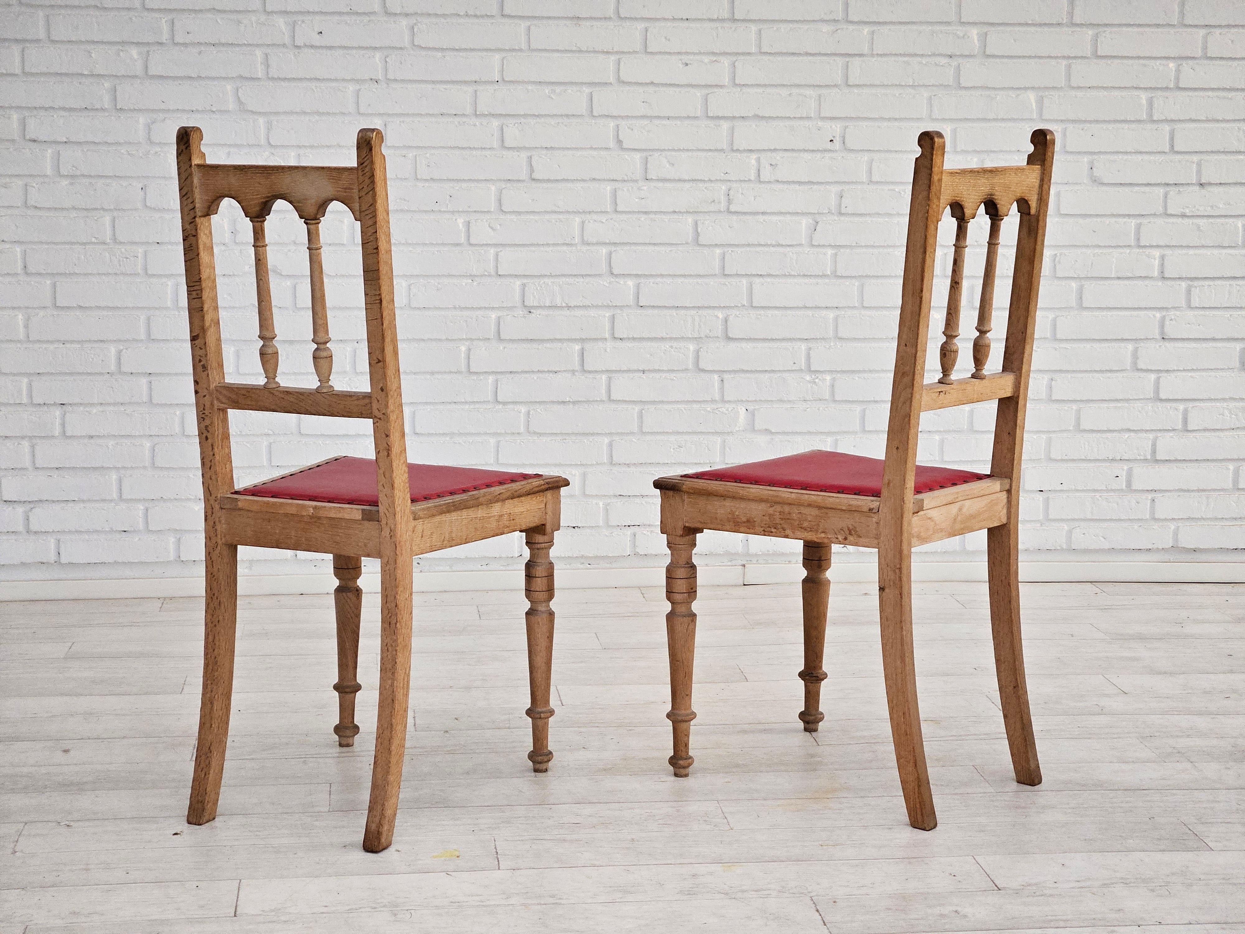 1950s, set 2 pcs of Danish dinning chairs, original good condition, oak wood. For Sale 5