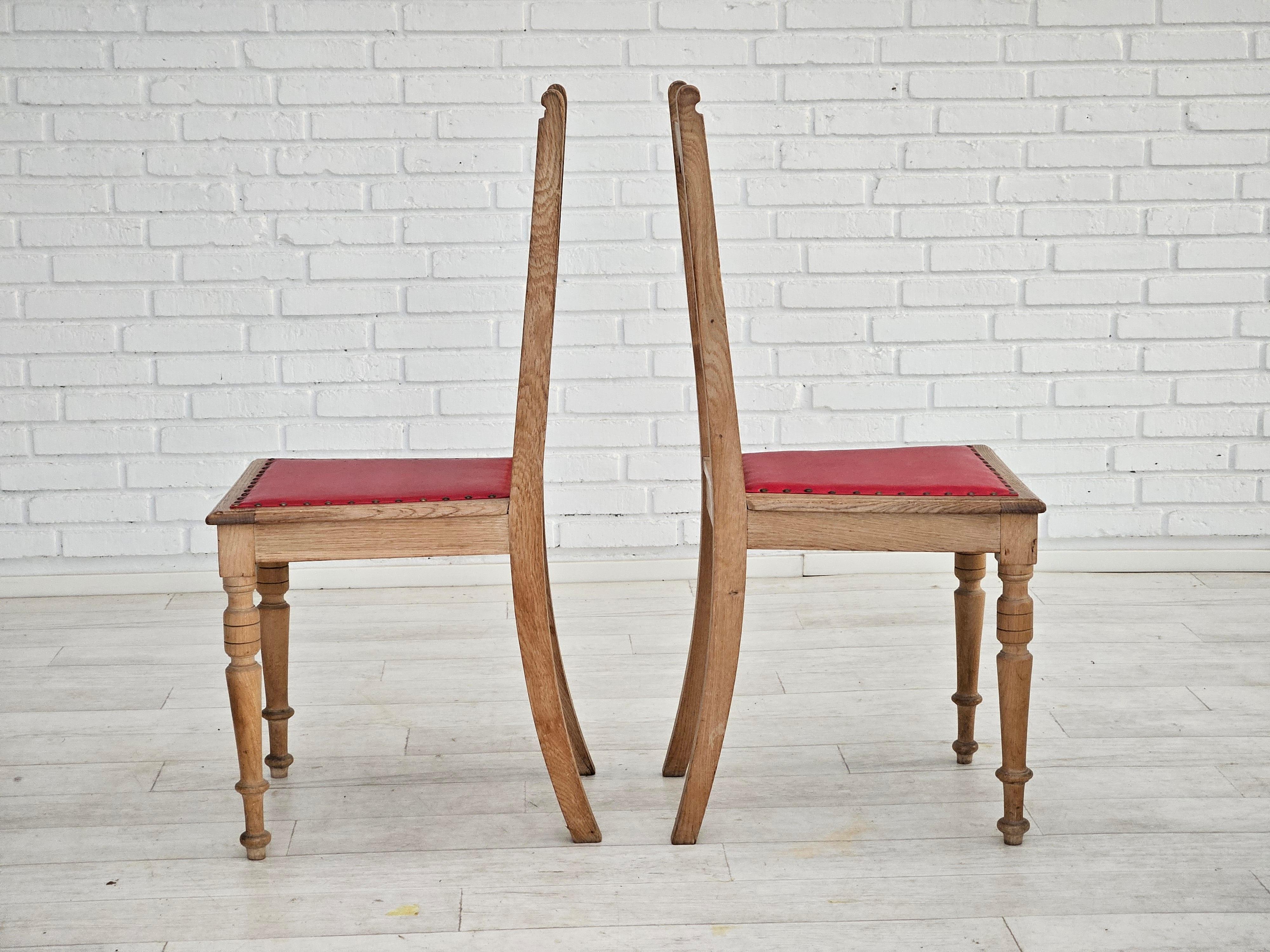 1950s, set 2 pcs of Danish dinning chairs, original good condition, oak wood. For Sale 6